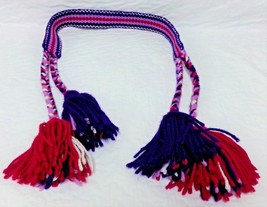 Native American 44&quot; Inkle Woven Yarn Belt Purple Wht Red Boys Child Sash... - £32.04 GBP