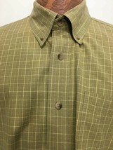 Redhead 2XL Light Green Checked Button-Down Short-Sleeve Cotton Shirt - £18.78 GBP