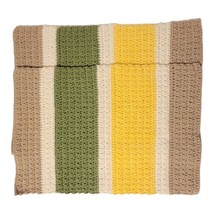 Set of 2 Handmade Crocheted Striped Placemats Yellow Green White Taupe 18 x 12.5 - £12.64 GBP