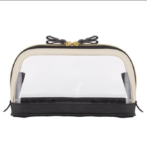 Clear Bow Travel Pouch Cosmetic Bag Travel Purse 10.5x6.5in - Black/Ivory D4280 - £21.42 GBP