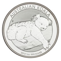 2012 Australien Argent 1oz Koala (Bu État) Km #1840 - $76.36