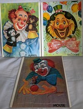 Vintage Set 3 In Frame Tray Board Clown Puzzles Mouse Puppets Balloons 1... - $14.83