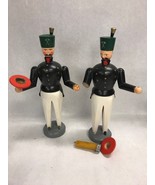 Pair Vintage Christmas soldier candle holder germany Figurine marked 9&quot; ... - £41.24 GBP