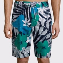 St. John&#39;s Bay Men&#39;s Swim Trunks Shorts Navy Fern Floral Size Medium New - £20.20 GBP