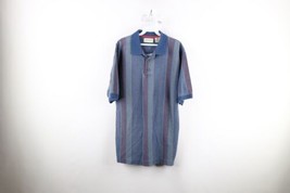 Vintage 90s Streetwear Mens Medium Faded Rainbow Striped Collared Polo Shirt USA - £35.57 GBP