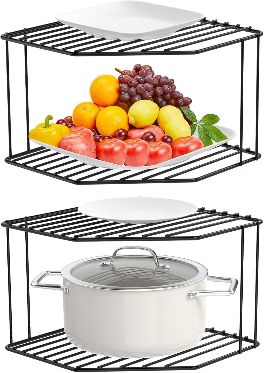 2-Tier Corner Stackable Organizer - Cabinet &amp; Counter Shelf Rack, Storag... - $37.96