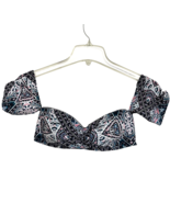 Gianni Bini GB Cap Sleeve Bandeau Bikini Top Size S Black Multi Boho Ika... - $12.29 CAD