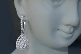 3Ct Pera Taglio Finto D/VVS1 Diamante Goccia/Orecchini Pendenti 14K Oro Bianco - £77.40 GBP