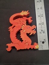 Small Wooden Red Dragon Puzzle 3 Unique Shaped Pieces - $4.75