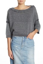 FREE PEOPLE Womens Crop Top Sand Castle Stylish Casual Round Neck Grey S... - £43.85 GBP