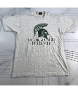 Vintage Michigan State University T Shirt Mens Large Spartan Logo Gray USA - £14.69 GBP