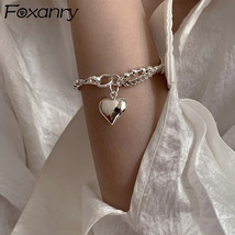 FOXANRY 925 Stamp Bracelet for Women Girl Accessories Trendy Elegant Creative Un - £9.91 GBP