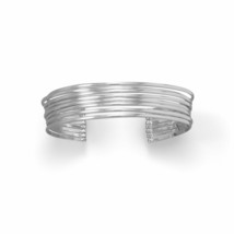 925 Sterling Silver Eight Rows 16mm Wide Cuff Bangle Bracelet 14K White Gold Fn - £223.98 GBP