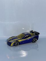 2008 Hot Wheels Mystery Car Corvette C6-R Blue Yellow Stripe Loose Rare ... - $7.42