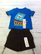 Jumping Beans Baby Boys Newborn 3 Months Pirate Ship Outfit Set Shirt Shorts NEW - £8.15 GBP