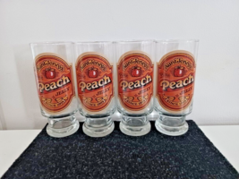 Set of 4 Vintage 1980 Aunt Jenny’s Pure Peach Jelly Drinking Glasses Since 1893 - £25.70 GBP