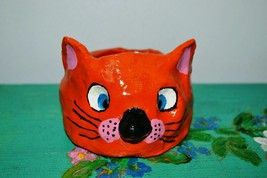 Handmade Hand Painted Clay Pen / Brush Holder &quot;Cat&quot;. Signed by the artist. - £14.82 GBP