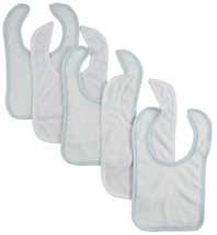 One Size White Bib With Blue Trim And White Trim (pack Of 5) Color:blue - £12.31 GBP