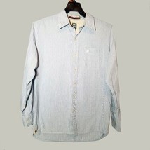 Timberland Mens Button Down Shirt Medium Blue Striped Long Sleeve - $15.98