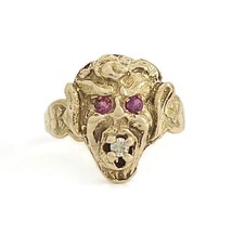 Authenticity Guarantee 
Vintage 1940&#39;s Mythological Creature Goblin Ring 14K ... - £715.42 GBP