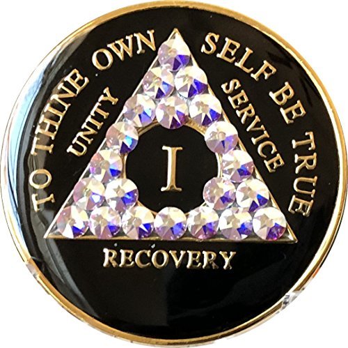 1 Year AA Medallion Black Tri-Plate Crystal AB Color Swarovski Crystal Chip