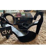 DVLOOK BLACK VELVET PLATFORM PUMPS HIGH HEELS SHOES WITH ZIPPER BACK SIZ... - $49.50