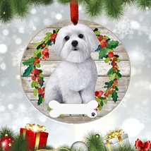 Maltese Dog Wreath Ornament Personalizable Christmas Tree Holiday Decoration New - £11.33 GBP
