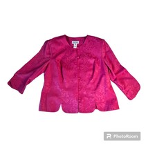 Miss Dorby Women&#39;s Size 18 Pink Magenta Button Front Floral Blazer Jacke... - $32.71