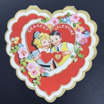 Antique Victorian Valentine Die Cut Embossed Dearest Valentine Young Couple - £10.94 GBP