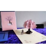 Kissing Couple under Cherry Tree 3D Kirigami Pop-up Greeting Card with B... - $187.18 MXN