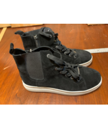 J/Slides Women&#39;s Sneaker Black White Norris Suede Leather Women’s Size 9.5 - $14.77 CAD