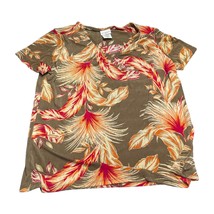 Jaclyn Smith T-Shirt Women&#39;s Large Multicolor Floral Stretch V-Neck Shor... - £14.09 GBP