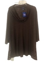 SML SPORT BROWN COWL NECK  Crochet TUNIC  Brown  Women XXL - $24.74