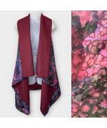 RHO hand painted silk open vest burgundy purple alcohol ink watercolor m... - $75.00