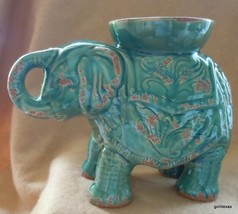 New Fabulous Elephant Ceramic Green Glaze Made to Look Old 7.25&quot; Tall - £22.94 GBP