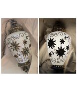 Cornell Hollywood Regency Gold Decorated Milk Glass Hanging Swag Lamp - $420.34 CAD