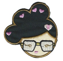2.75X2.75&quot; Harajuku Girl Love IRON ON SEW / ON PATCH heart in hair glasses - $7.59