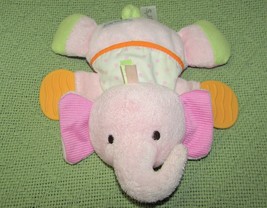 Carters Pink Elephant Rattle Teether Stuffed Animal Crinkle Feet 8&quot; Baby Toy - £5.68 GBP