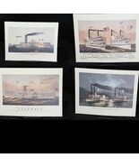 4 Currier &amp; Ives Steamboat Prints Midnight Race Columbia Mayflower Drew ... - $447.37 MXN