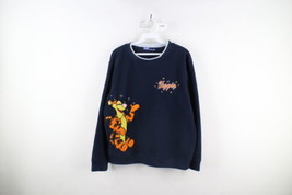 Vintage Disney Womens Large Faded Winnie the Pooh Tigger Fleece Sweater Blue - £35.57 GBP