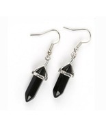 Earring Natural Stone Black Onyx Hexagonal Reiki  Bead Drop. Ready to Ship - €10,12 EUR