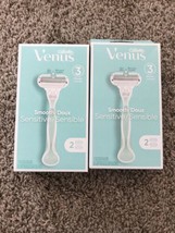 2 Gillette Venus Womens Smooth Sensitive  3 Blade Razor 4 refills - £9.55 GBP