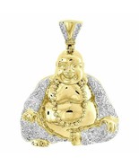 Hip Diamond Hop Buddha Pendant Mens 10K Yellow Gold Over Meditation Char... - $278.01