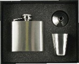 Personalised Stainless Steel 2oz Hip Flask Tot cup &amp; Funnel in Gift Box ... - £22.63 GBP