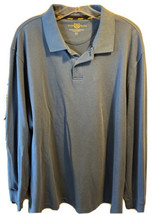 Club Room Men’s XXL Blue Long Sleeve 1/4 Button Cotton Blend Polo Shirt - £11.64 GBP