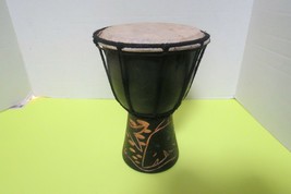 Djembe African Drum Tribal Bongo Hand Crafted Carved Wood 8&quot;Tall 5.5&quot; Di... - £40.67 GBP