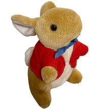 Eden Bunny Rabbit Brown With Red Clothes Bow  Plush Stuffed Toy Animal 8 Inch - £14.23 GBP