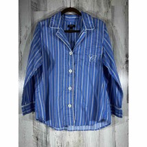 Chaps Womens Pajama Set Blue White Stripe Size XL Button Up Drawstring - £19.76 GBP