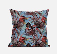 16 Coral Blue Tropical Zippered Suede Throw Pillow - £48.61 GBP
