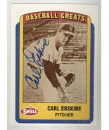Carl Erskine Autographed 1990 Swell Greats Baseball Card - Brooklyn Dodgers - £11.79 GBP